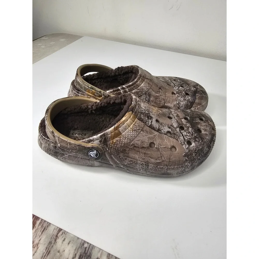 Crocs Classic Lined Clog RealTree Edge Camo Brown Faux Fur Fleece Men 7 Women 9